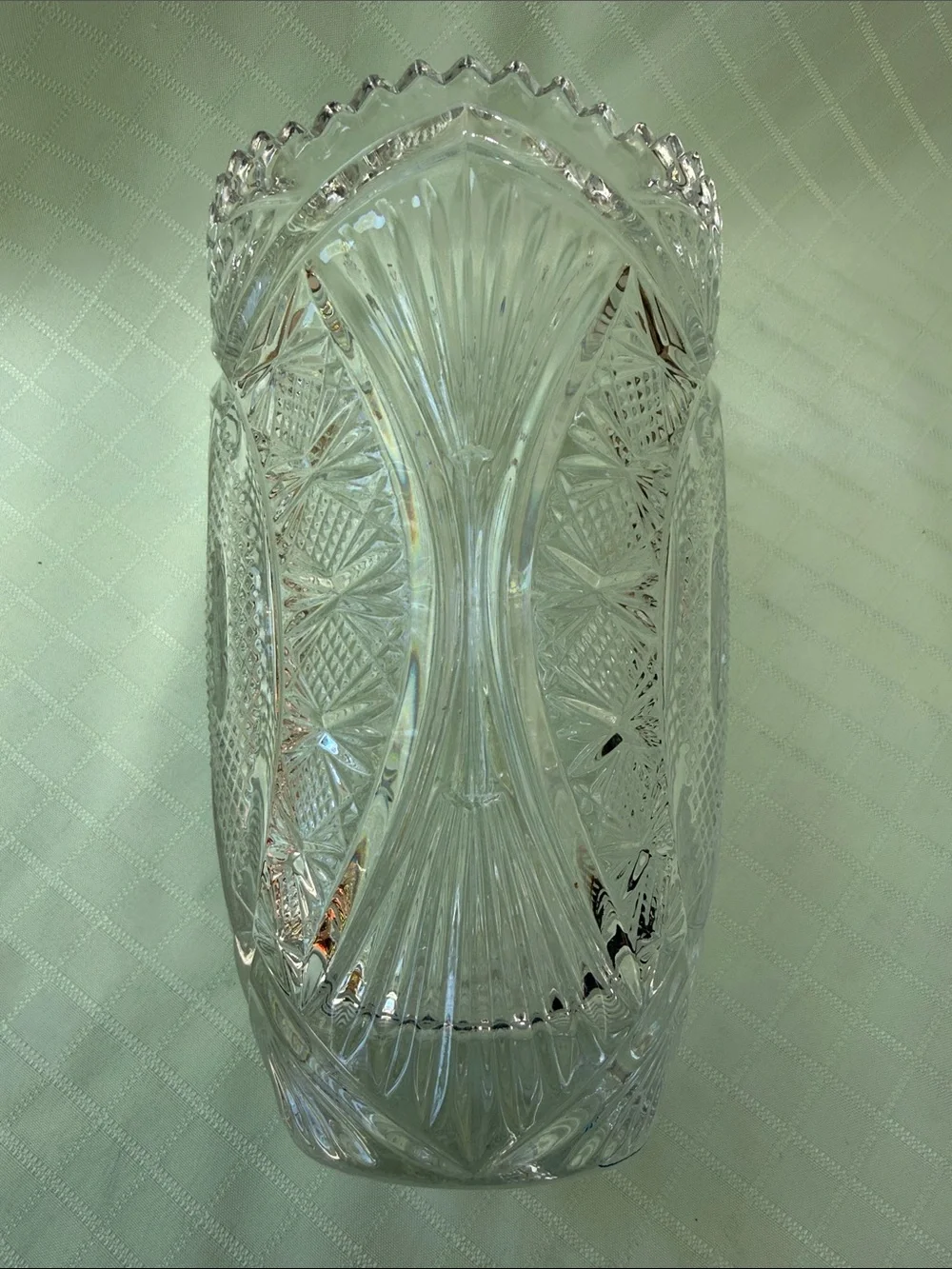 Cut Crystal Tall Decorative Vase - Clear